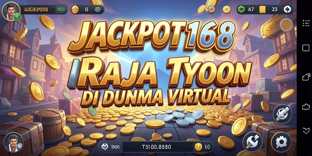 Screenshot permainan JACKPOT168 menampilkan dunia bisnis yang dinamis.