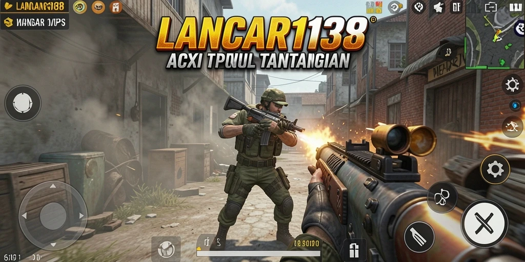 Tampilan gameplay LANCAR138 dengan aksi menegangkan di medan perang.