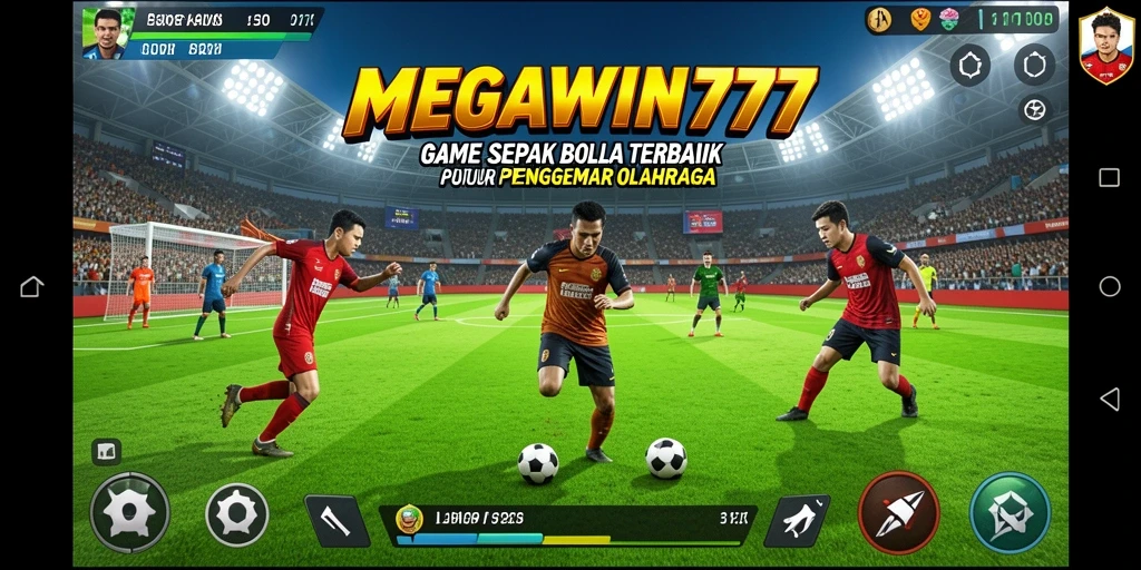 Tampilan gameplay MEGAWIN777 yang seru dan mendebarkan di lapangan sepak bola.